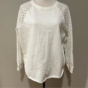 Gap Vintage Soft White Eyelet Sleeve Sweatshirt M